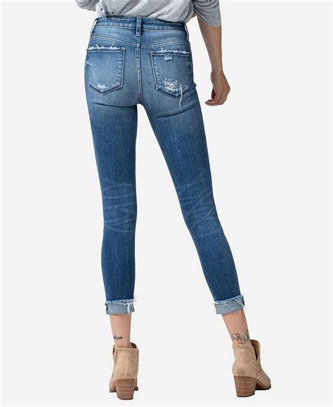 Vervet Mid Rise Fray Cuffed Hem Distressed Skinny Crop Jeans Macys