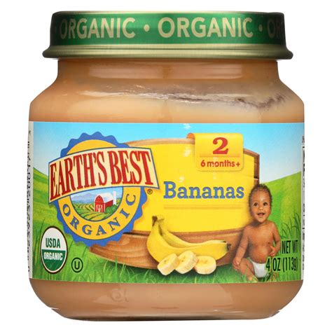 Earths Best Organic Bananas Baby Food Stage 2 Case Of 12 4 Oz
