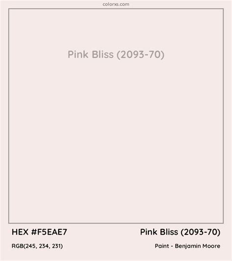 Hex F5eae7 Pink Bliss 2093 70 Paint Benjamin Moore Color Code