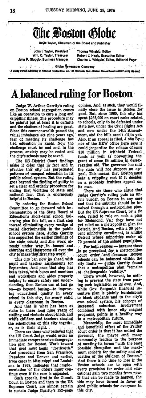 From The Archives 1974 Globe Editorial On Busing The Boston Globe