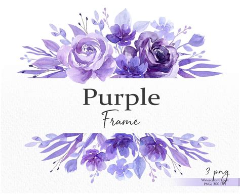 Purple Flower Frame Clipart Floral Border Png Floral Frame Etsy Ireland