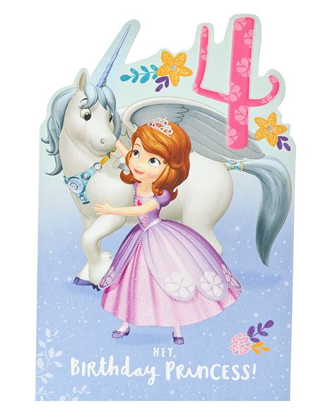 Buy Uk Greetings Disney Sofia The First 4th Birthday Card Princess 4th Birthday Card Girls