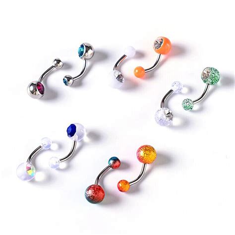 Pcs G Crystal Belly Button Rings Navel Bar Barbell Body Piercing