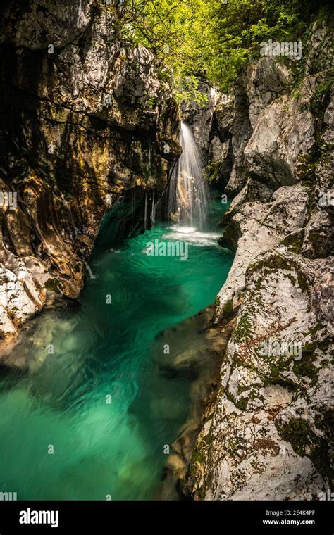 Turquoise River And Waterfall Stock Photo Alamy