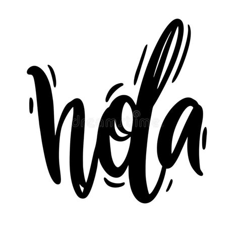 Hola Word Lettering Hand Drawn Brush Calligraphy Stock Vector