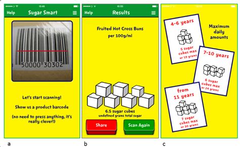 Screen Shots From The Change4life Sugar Smart App A Barcode Scanner On