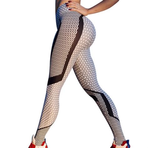 black white dots hips push up yoga pants women digital honeycomb printed leggings high waist