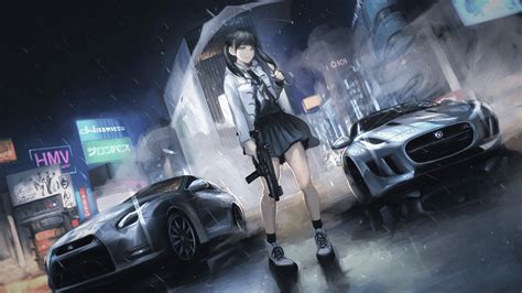 Anime Girl With Car Wallpapers Top Free Anime Girl With Car