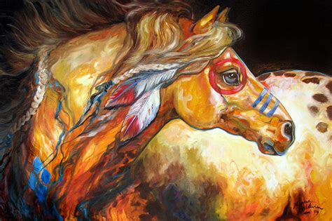 Indian War Horse Golden Sun Painting By Marcia Baldwin