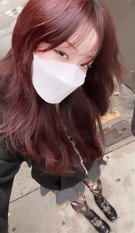 Pin By Z A R A ˚ · On B E A U T Y Red Hair Inspo Wine Hair Korean