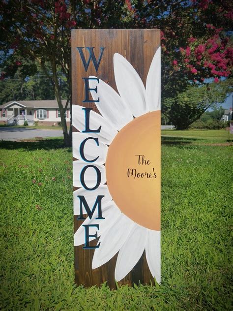 Custom Flower Welcome Sign Love Crafted Decor Wooden Welcome Signs