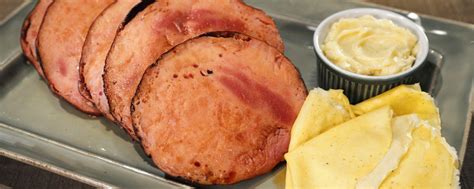 Molasses Glazed Ham With Cornmeal Crepes And Honey Butter Recipe The