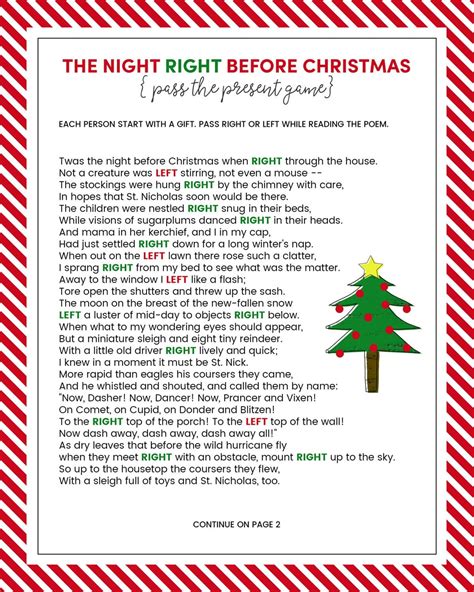 The Left Right Christmas Game With Story Print Lil Luna
