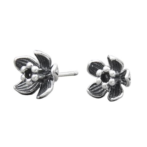 Sterling Silver Flower Stud Earrings BijouxStore Webid 1166