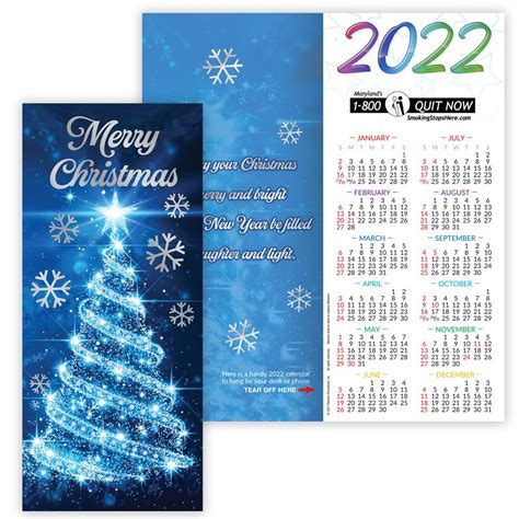 Merry Christmas 2021 Gold Foil Stamped Holiday Greeting Card Calendar