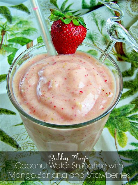 Coconut Water Smoothie With Mango Banana And Strawberries