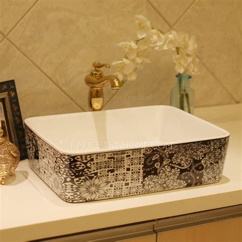 Clean black marks off your porcelain sink with vinegar. Black Rectangle Ceramic Basin Sinks Pattern Painting ...
