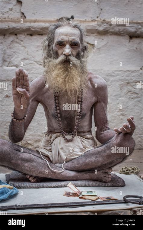 Ash Covered Holy Man Sadhu Varanasi Stock Photo Alamy