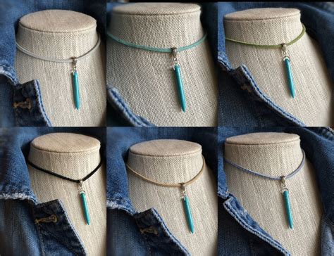 Choker Turquoise Choker Leather Choker Boho Choker Gypsy Etsy