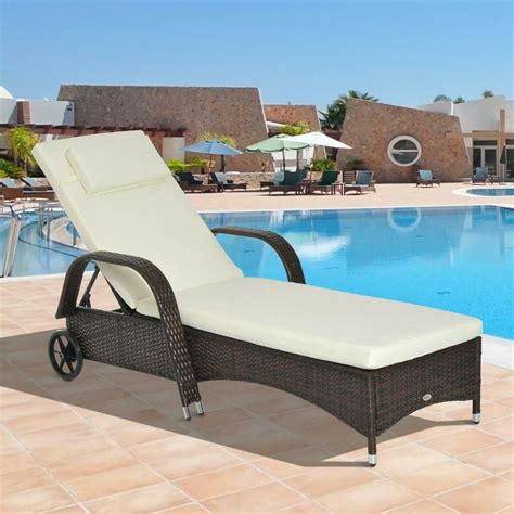 Outdoor Recliner Lounge Chair Garden Pool Hotel Yard Sun Lounger Sunbed Cushion