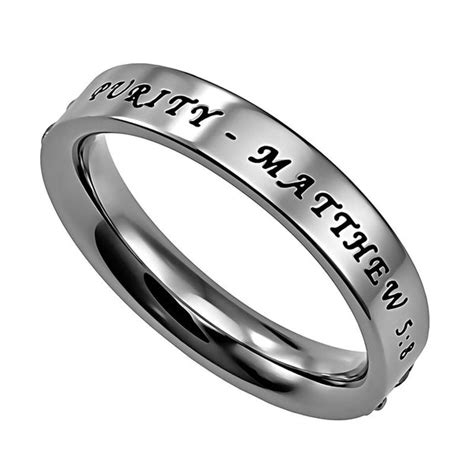 Purity Ring For Teen Girls With Bible Verse Stainless Steel With Cz