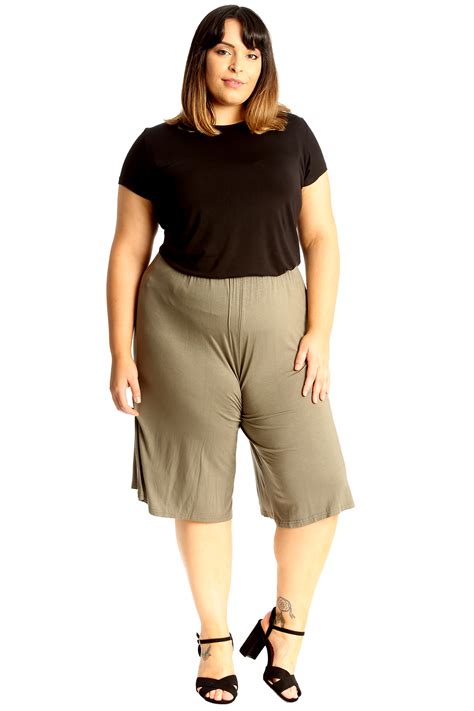 New Womens Plus Size Culottes Ladies Plain Shorts Palazzo Elastic Pants Summer Ebay