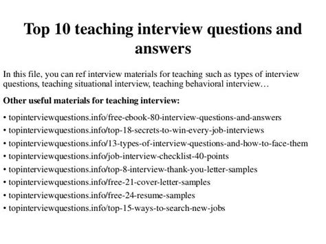 Top 10 Teaching Interview Questions And Answers