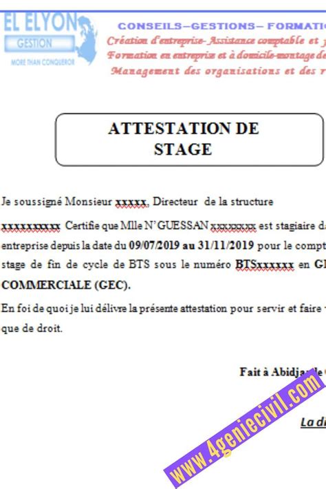 Exemplaire Dattestation De Stage Attestation Stage Formation Porn Sex My Xxx Hot Girl