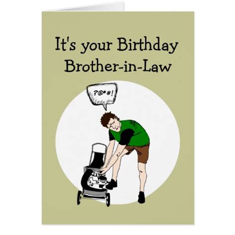 Brother In Law Birthday Funny Lawnmower Insult Card Zazzle