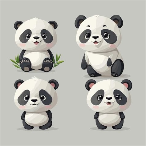 Premium Vector Adorable Pandas Vector On White Background