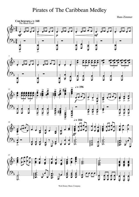 Low prices on new & used music. Pirates of The Caribbean Medley sheet music for Piano download free in PDF or MIDI | Piano sheet ...