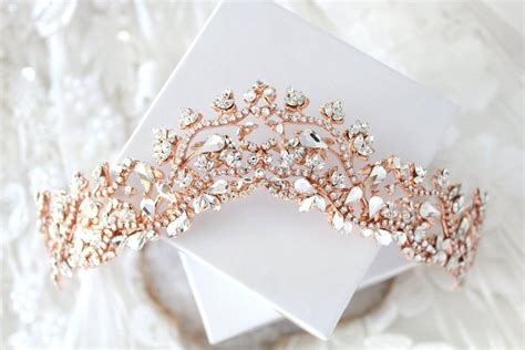 Rose Gold Bridal Tiara With Swarovski Crystals Monroe In 2020 With