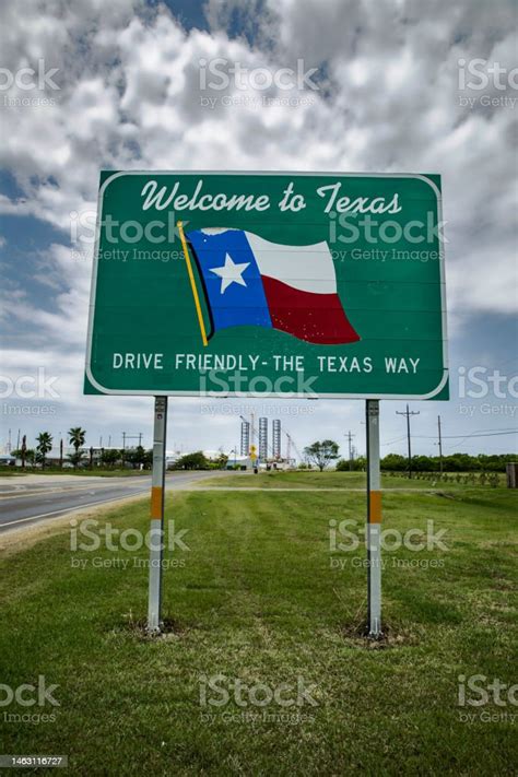 Welcome To Texas Sign 3 Stock Photo Download Image Now Blue Cloud