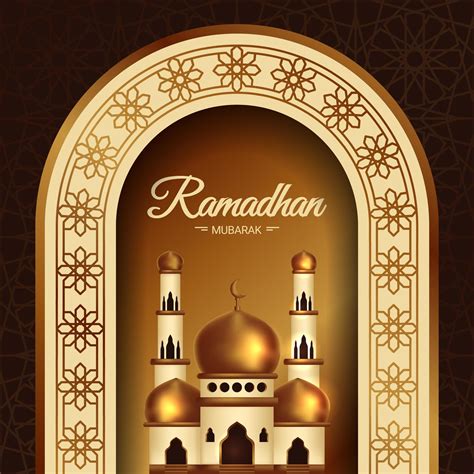 Affiche Du Ramadan Mubarak Avec Mosquée Sous Arc 834119 Art Vectoriel