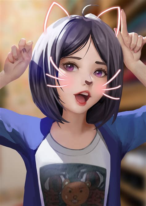 Wallpaper Anime Girls Original Characters Women Dark Hair Purple