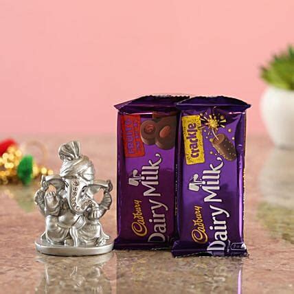 Buy Send Cadbury Delights Silver Ganesha Idol Online Fnp