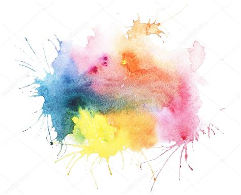 Abstract Watercolor Aquarelle Hand Drawn Blot Colorful Paint Splatter