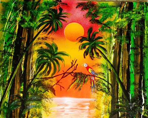 This Is A Tropical Rain Forest At Sunset 11 X 14 Tropical Wall Decor