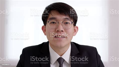 Pov Computer Laptop Screen Of Young Asia Leader People Or Eyeglasses