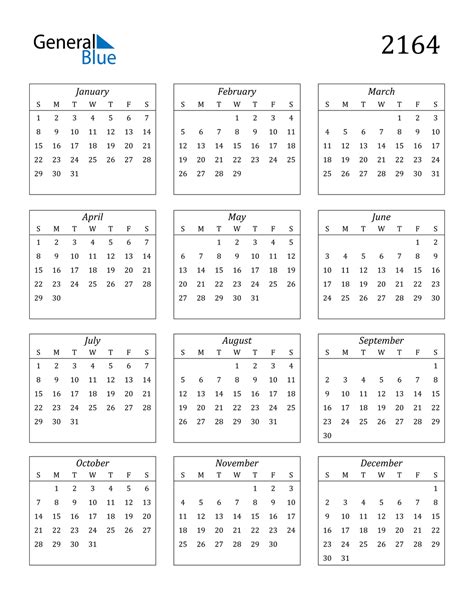 2164 Calendar Pdf Word Excel