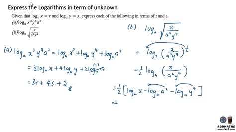 Express The Logarithms In Term Of Unknown Youtube