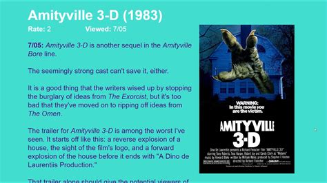 Movie Review Amityville 3 D 1983 Hd Youtube