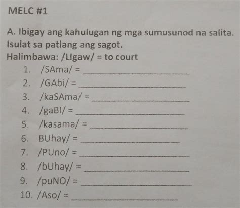 help ')ibigay ang kahulugan ng mga sumusunod na salita. isulat sa