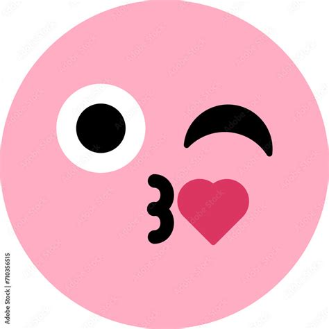 kiss with heart expression cute emoji icon vector funny face winking and buss liplock comic