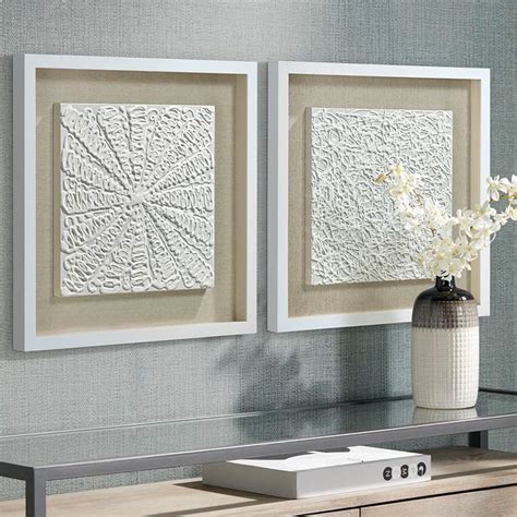 White Out 23 34 Square Framed Wall Art Set Of 2 9t388 Lamps Plus