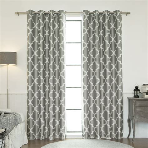 Quality Home Faux Silk Moroccan Blackout Curtain Grey 52w X 84l