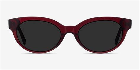 Vacation Cat Eye Clear Burgundy Frame Sunglasses For Women Eyebuydirect