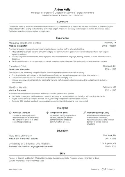 5 Medical Interpreter Resume Examples And Guide For 2024