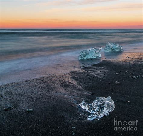 Iceland Black Sands Beach Glacial Ice Sunrise Photograph By Mike Reid