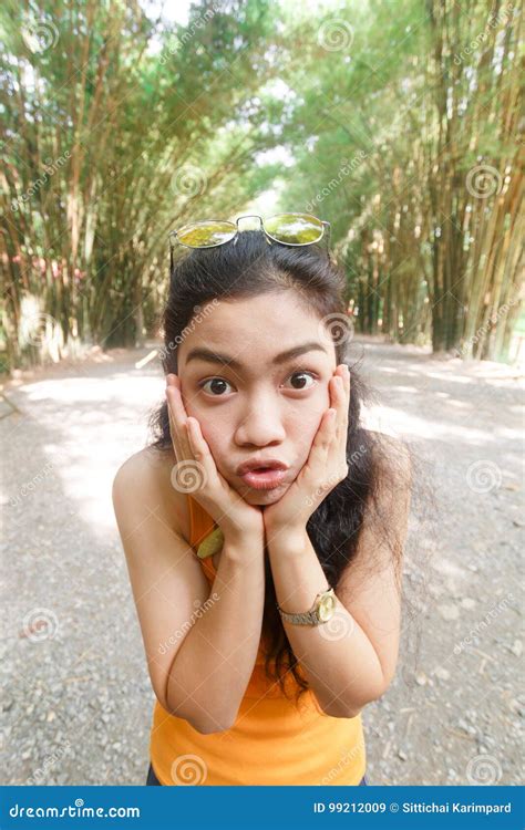 Asian Woman Stock Image Image Of Portrait Curly Glasses 99212009